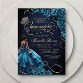 Invitation Robe turquoise Florale Quinceañera