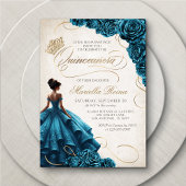 Invitation Robe turquoise Florale Quinceañera