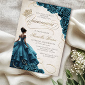 Invitation Robe turquoise Florale Quinceañera