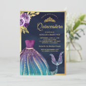 Invitation Robe Turquoise pourpre Queue de sirène Marine Quin (Debout devant)