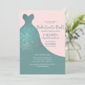 Invitation Robe turquoise rose brillant Parties scintillant D (Debout devant)
