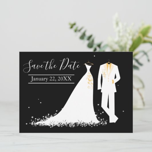 Invitation Robe & Tux - Enregistrer la date (Debout devant)