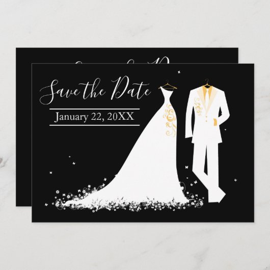 Invitation Robe & Tux - Enregistrer la date (Devant / Derrière)