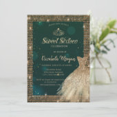Invitation Robe Vert Chic Tiara, Diamonds Sweet 16 (Debout devant)