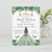 Invitation Robe Vert Clair Princesse Brune Sweet 16 (Debout devant)