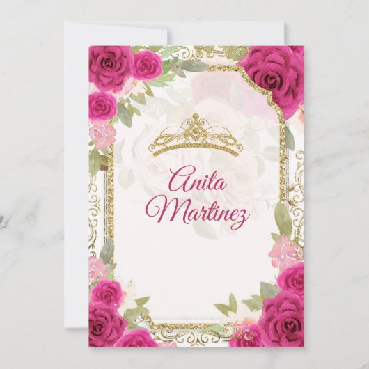 Invitation Robe vert émeraude Fuschia rose Mis Quince (Dos)