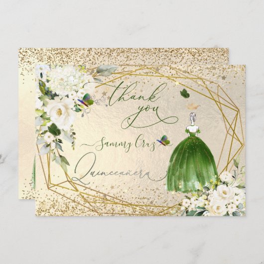 Invitation Robe vert émeraude PixDezines Quinceanera (Devant / Derrière)