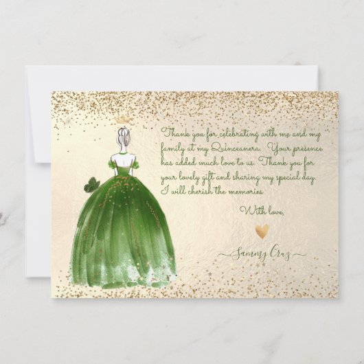 Invitation Robe vert émeraude PixDezines Quinceanera (Dos)