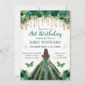 Invitation Robe vert foncé Princesse aux cheveux bruns Annive (Devant)