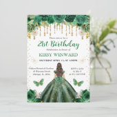 Invitation Robe vert foncé Princesse aux cheveux bruns Annive (Debout devant)