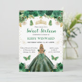 Invitation Robe vert foncé Princesse blonde Sweet 16 (Debout devant)