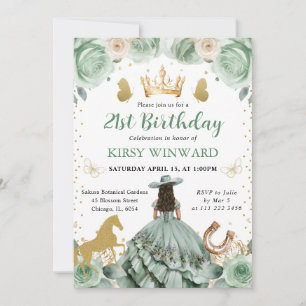 Invitation Robe Vert Sauge Princesse Occidentale Anniversaire