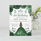 Invitation Robe verte de chasseuse Princesse blonde Anniversa (Debout devant)