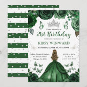Invitation Robe verte de chasseuse Princesse blonde Anniversa (Devant / Derrière)