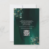 Invitation Robe verte de fleurs QR Code Quinceanera (Dos)