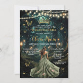 Invitation Robe verte de la forêt enchantée Quinceañera 16 (Devant)