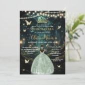 Invitation Robe verte de la forêt enchantée Quinceañera 16 (Debout devant)