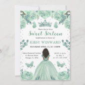 Invitation Robe verte Dusty Peau foncée Princesse Douce 16 (Devant)