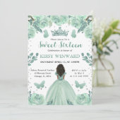 Invitation Robe verte Dusty Peau foncée Princesse Douce 16 (Debout devant)