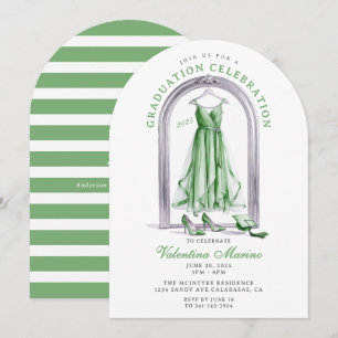 Invitation Robe verte élégante et fantaisiste pour la remise 