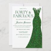 Invitation Robe verte Emerald Forty & Fabuleux 40e anniversai (Devant)