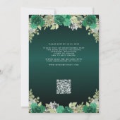 Invitation Robe verte Emeraude Florale Anniversaire QR Quince (Dos)