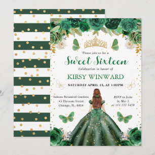 Invitation Robe verte foncée Princesse aux cheveux roux Douce