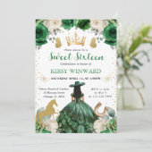 Invitation Robe verte Peau foncée Princesse occidentale Douce (Debout devant)