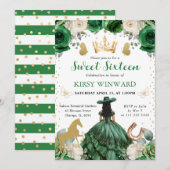 Invitation Robe verte Peau foncée Princesse occidentale Douce (Devant / Derrière)