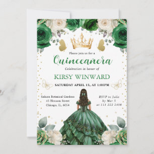 Invitation Robe verte princesse occidentale Quinceanera