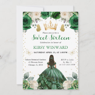 Invitation Robe verte princesse western Sweet 16