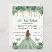 Invitation Robe verte Red Haired Princesse Anniversaire (Devant)