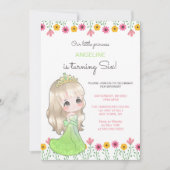 Invitation Robe verte Whimsical Princesse Floral Anniversaire (Devant)