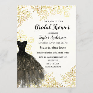 Invitation Robe Vintage or noir Fête des mariées