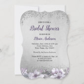 Invitation Robe violet argenté Fête des mariées fleurie Invit (Dos)