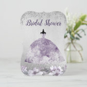 Invitation Robe violet argenté Fête des mariées fleurie Invit (Debout devant)