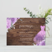 Invitation Robe violet et argenté Rose Rustique Bois Quincean (Debout devant)