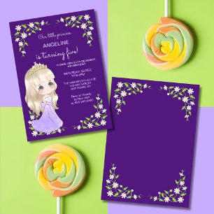 Invitation Robe violette blanc princesse Floral Anniversaire