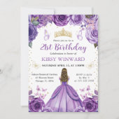 Invitation Robe violette Blonde Princesse Anniversaire (Devant)