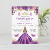 Invitation Robe violette Blonde Princesse Quinceanera (Debout devant)