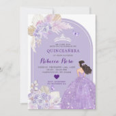 Invitation Robe violette Boho Princesse Floral Quinceañera (Devant)