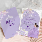 Invitation Robe violette Boho Princesse Floral Quinceañera