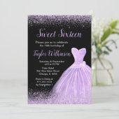 Invitation Robe violette claire Faux Parties scintillant douc (Debout devant)