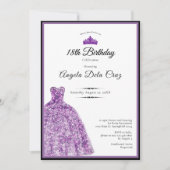 Invitation Robe violette élégante pour les 18 ans (Devant)