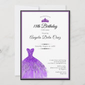 Invitation Robe violette élégante pour les 18 ans (Devant)
