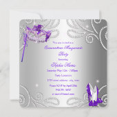 Invitation Robe violette et argentée pour soirée de masquerad (Dos)