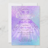 Invitation Robe violette et bleue de Quinceanera + Confettis (Dos)