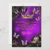 Invitation Robe violette et or pour 16ème anniversaire Papill (Dos)