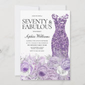 Invitation Robe violette Floral Soixante-dix fabuleux 70e ann (Devant)