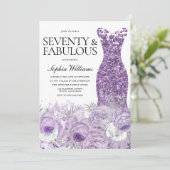 Invitation Robe violette Floral Soixante-dix fabuleux 70e ann (Debout devant)
